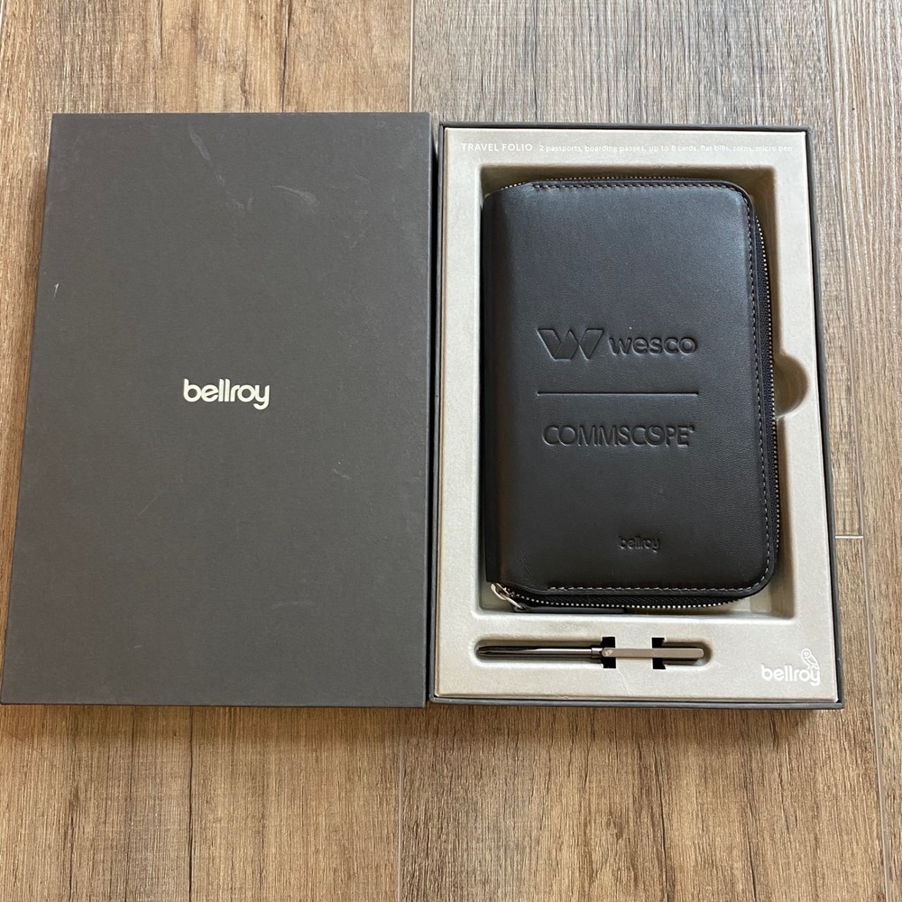 Bellroy Travel Folio Black Leather Passport Wallet Organizer WTFA-BLK-301